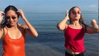 Beach Fun with my friend wetlook Part 2 HIGH