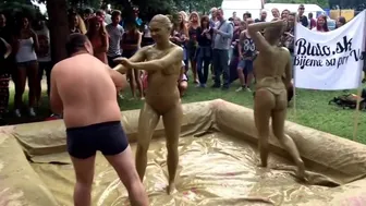 Sexy girl Mud wrestling