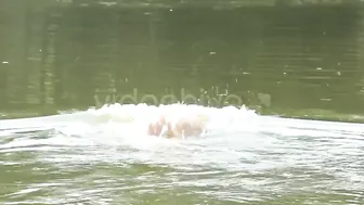 Sexy girl in mini bikini in river #4