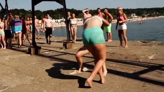 BIKINI GIRL FIGHT AT BEACH - SUPER KICK IN THE PUSSY #3