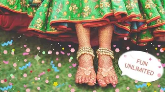 Indian Girl showing her Beautiful Feet with Pink Toes, Thread Anklet and Soft Milky Soles