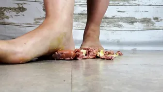 2 Hot Dog Crush! Walkover and Toe Squishing BAREFOOT *Fetish - ASMR* 18+ POV #2