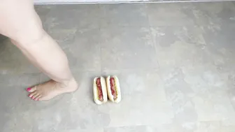 2 Hot Dog Crush! Walkover and Toe Squishing BAREFOOT *Fetish - ASMR* 18+ POV #3