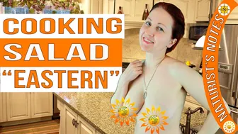 How to cook a delicious salad. I'm cooking. Naturist is cooking. Naturist. Nudist. INF. Blogger