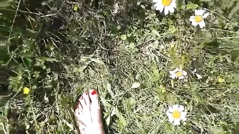 Footfetish red toenails #3