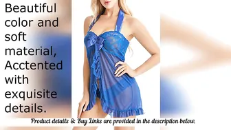 ADOREJOY Womens Lingerie Lace Babydoll Halter Chemise Strap Nightwear Plus Size Sleepwear #4