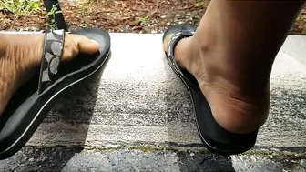 Perfect feet shoe play with flip-flops; ASMR; foot fetish #3