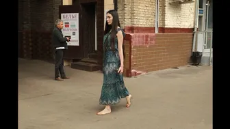 Alla A 2016... Barefoot brunette in a long skirt