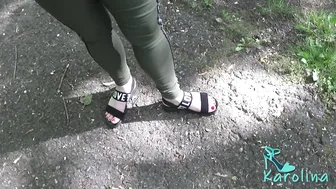 In sandals in the park - small beautiful feet #2