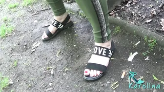 In sandals in the park - small beautiful feet #3