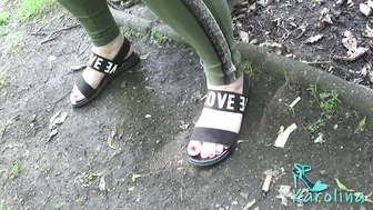 In sandals in the park - small beautiful feet #4