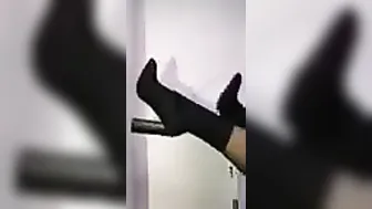 foot fetish - she knows how to wear those boots #2