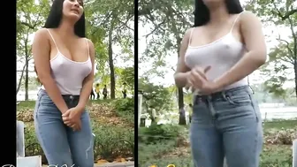 Beautiful girl standing without a bra showing her nipples, [Big man DX​ Bro]​ #4