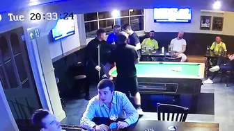 Smacks him with a pool cue and ends it with left right combination, Bar fight in Dublin city #3