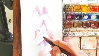 Figure painting demo : watercolor splashes #3