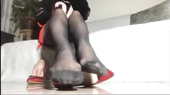 Shoe Dangling and Beautiful Pantyhose Feet #4