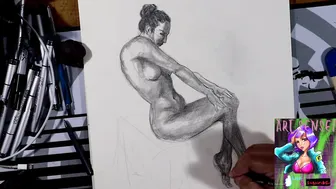 Nude Figure Drawing Pose 9 #3