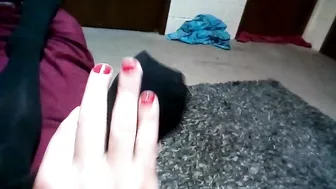 Massaging my black nylon feet #4