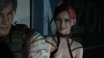 RE 2 Remake Claire Night Club Queen Red Hair with Naked Zombie Girl