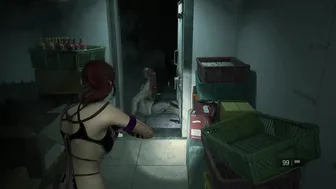 RE 2 Remake Claire Night Club Queen Red Hair with Naked Zombie Girl #2