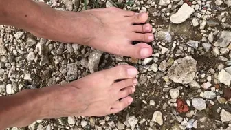 Rocks CRUNCH on FEET, ASMR, long toes