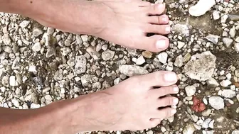 Rocks CRUNCH on FEET, ASMR, long toes #2