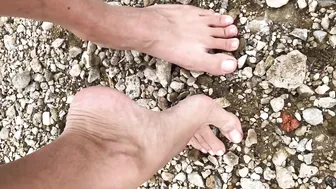 Rocks CRUNCH on FEET, ASMR, long toes #4