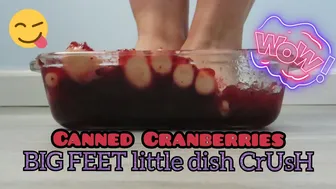 BIG FEET LITTLE GLASS DISH-CANNED CRANBERRY FOOD CRUSH *FETISH-ASMR* 18+ POV