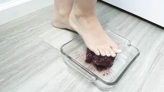 BIG FEET LITTLE GLASS DISH-CANNED CRANBERRY FOOD CRUSH *FETISH-ASMR* 18+ POV #2