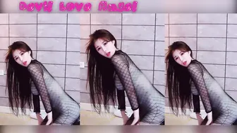 busty asian girl sexy dance with lace stocking & tight skirt | 虎牙直播 | （2020-4-12）part 29 #4