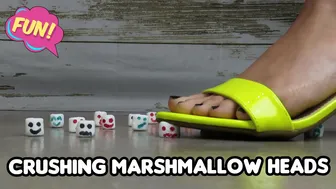 Crushing Tiny Marshmallow Heads in Yellow Heels 18+ *Fetish - ASMR* Walk Over