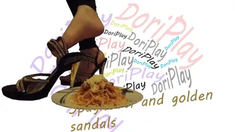 Spaghetti and golden sandals